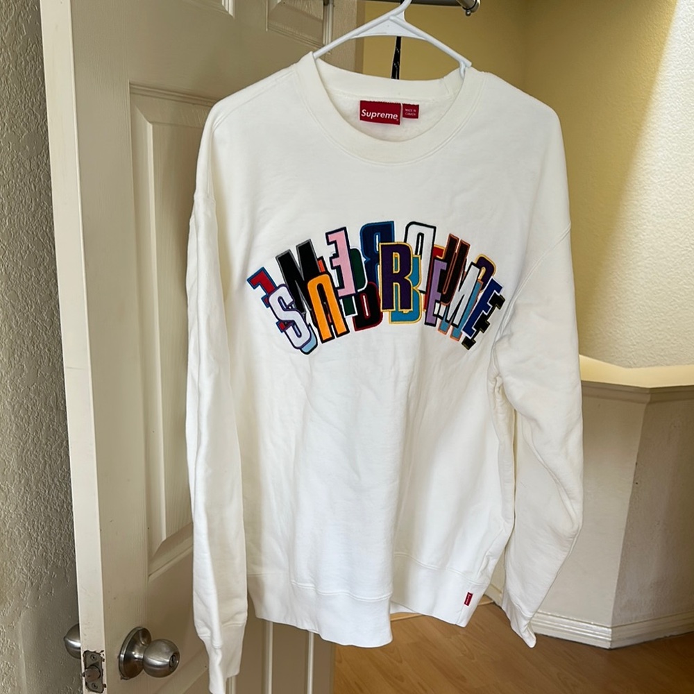 Supreme White Crewneck with Colorful Lettering